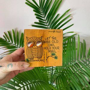 Wise Owl Wood Letter Holder